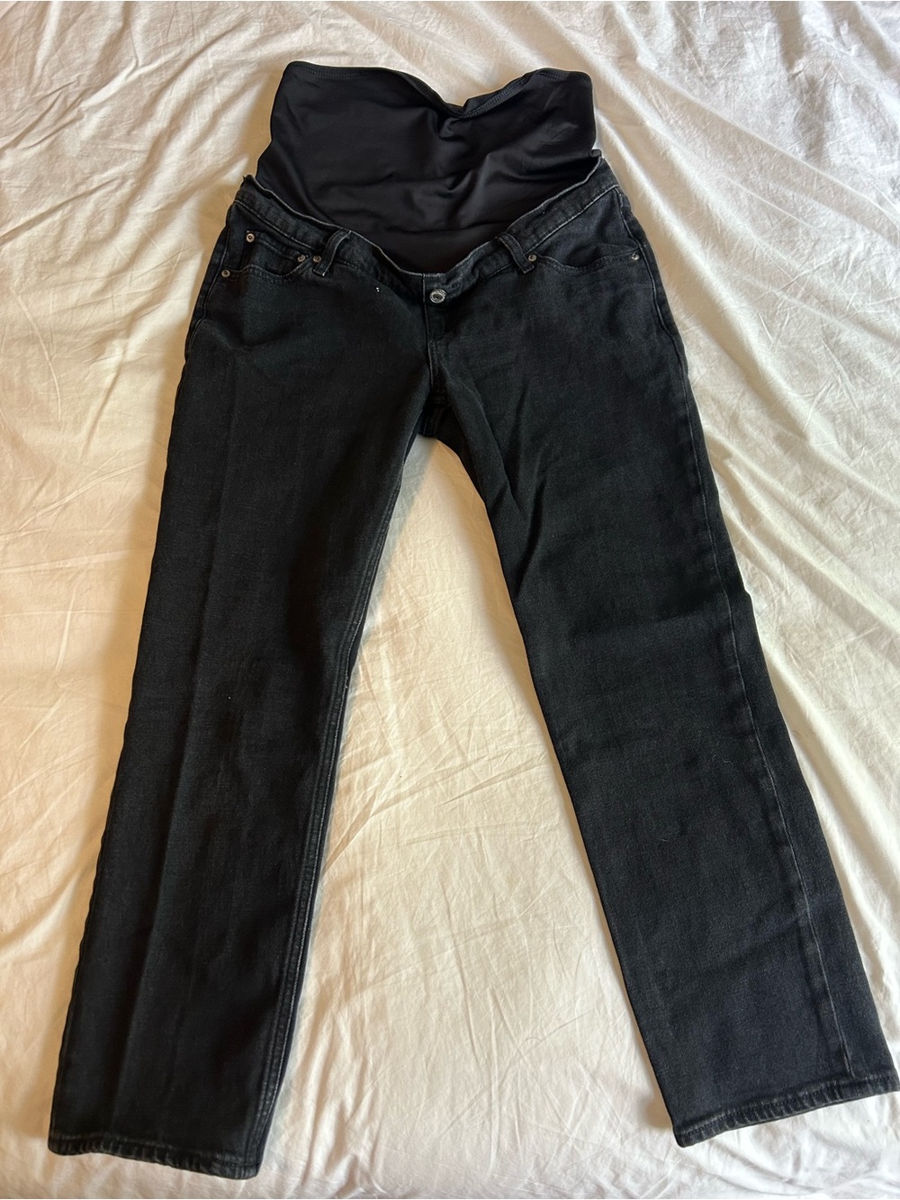 Abercrombie Black Full Panel Maternity Straight Leg Jeans